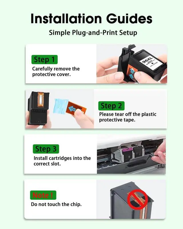 Alt view image 6 of 7 - 96XL 97XL Ink Cartridges Black Color Combo Pack (2-Pack 1Black/1Tri-Color) Replacement for HP 96 97 XL Ink Cartridges for Officejet 7310 7210 7410 Deskjet 6940 6980 5940 PhotoSmart 8050 8450 Printers