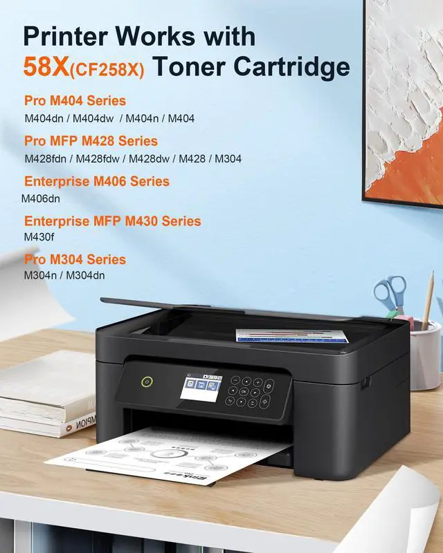 Alt view image 2 of 6 - 58X HP Toner Cartridge High Yield Replacement for HP 58X CF258X 58A CF258A Compatible with HP LaserJet MFP M428fdw M428fdn M428dw M404 M428 Pro M404n M404dn M404dw, 2 Pack (with Chip)