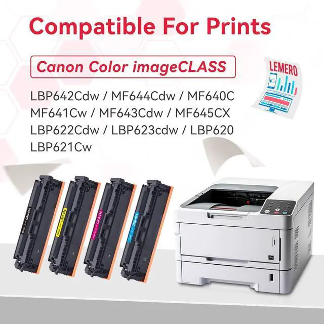 Alt view image 3 of 7 - Compatible 054H Toner Cartridge Replacement for Canon 054 054H Toner Cartridges Set for Canon Color ImageCLASS MF644Cdw MF642Cdw LBP622Cdw MF641Cw Printer (Black Cyan Magenta Yellow, 4-Pack)