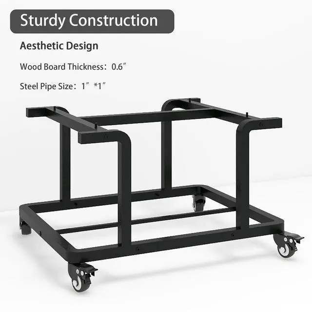 Alt view image 2 of 7 - 2 Tier Laser Printer Stand,24''x20'' Under Desk Printer Cart, Black | Large Copier Stand with Wheels,Heavy Duty Printer Table for Home Office,Side Table for Living Room,Safe Rounded Edge Design