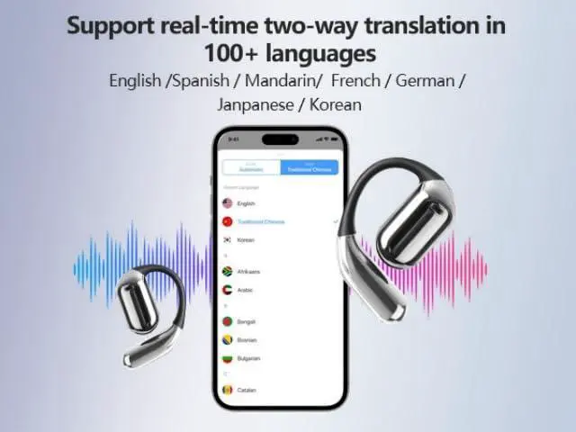 Alt view image 6 of 7 - AI Translation Earbuds Real Time, 144 Language Translator Earbuds with APP Compatible with iOS & Android, Bluetooth Headphones Translating Device for Travel Business and Learning - Black