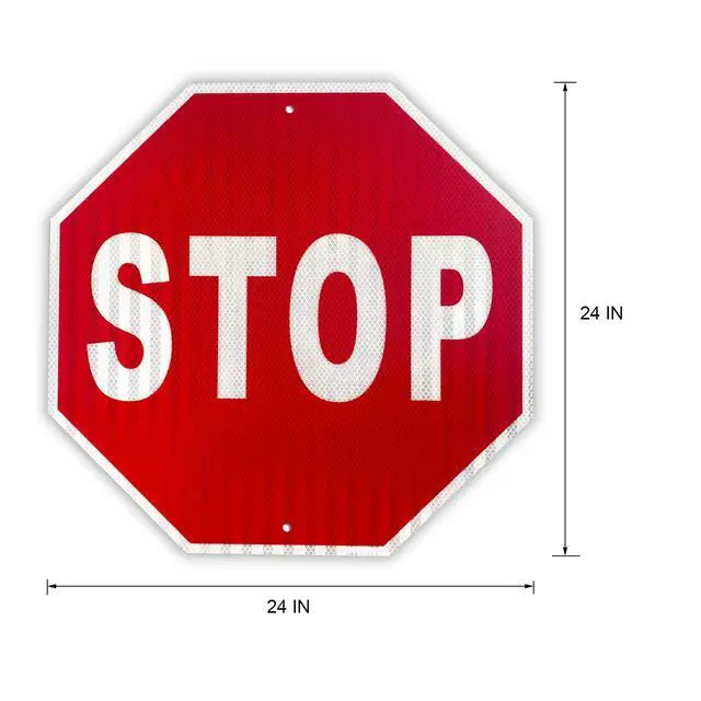 Alt view image 2 of 5 - (2 Pack) Stop Sign - 24x24 Inch Aluminum Traffic Sign with 3M Engineer-Grade Reflective Film, 60 Mil Thickness for Road Safety, Parking Lots & School Zones - Durable Outdoor Warning Sign for Drivers