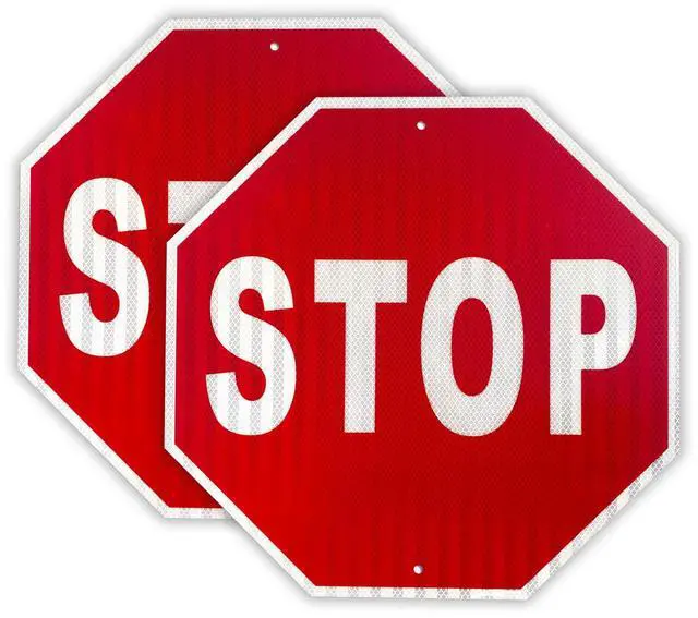 Main image of (2 Pack) Stop Sign - 24x24 Inch Aluminum Traffic Sign with 3M Engineer-Grade Reflective Film, 60 Mil Thickness for Road Safety, Parking Lots & School Zones - Durable Outdoor Warning Sign for Drivers