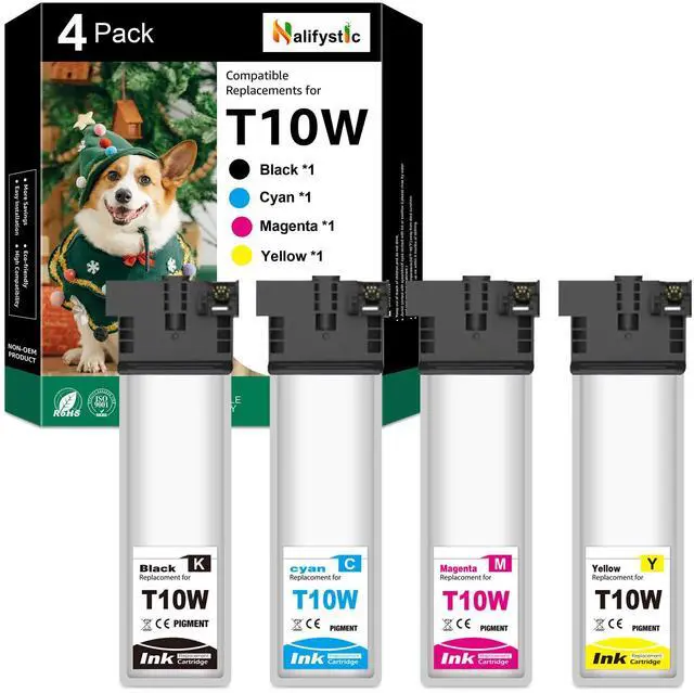 Main image of Remanufactured T10W Ink Cartridges 4 Pack Replacement for T10W100 T10W200 T10W300 T10W400 for WF-C5390 WF-C5890 WFC5390 WFC5890 Color Printers (Black Cyan Magenta Yellow)