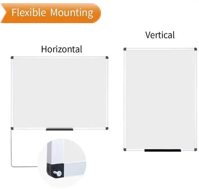 Alt view image 3 of 5 - Porcelain Magnetic Dry Erase Whiteboard, 48 x 36 Inches | 4' x 3' Wall Mounted White board with Silver Aluminum Frame, Ideal for Classroom, Office and Home Use