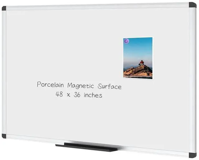 Main image of Porcelain Magnetic Dry Erase Whiteboard, 48 x 36 Inches | 4' x 3' Wall Mounted White board with Silver Aluminum Frame, Ideal for Classroom, Office and Home Use
