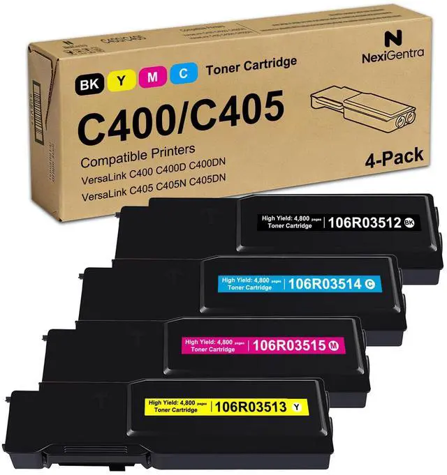 Main image of VersaLink C400 C405 Toner Cartridge High Yield 4-Pack 106R03512 106R03513 106R03514 106R03515 Black Cyan Magenta Yellow Compatible for Xerox Versa Link C400 C400D C400DN C405 C405N C405DN Printer