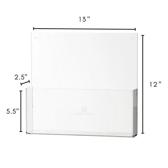 Alt view image 3 of 7 - Premium Clear Acrylic Wall File Organizer 2-Pack | Mail Holder Wall Mount | Office Document Sorter with 3 Screw Cap Colors
