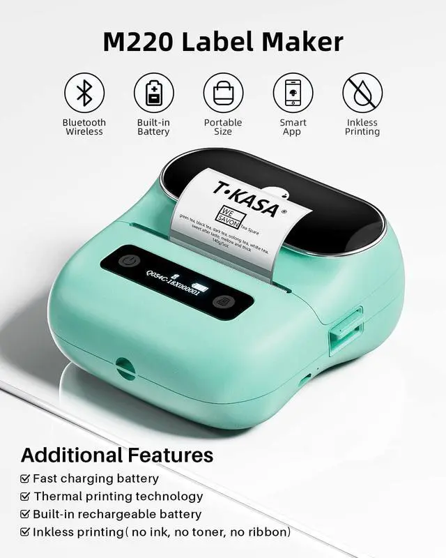 Alt view image 2 of 6 - M220 Label Maker, 3 Inch Bluetooth Thermal Label Printer for Barcode, Address, Labeling, Mailing, File Folder Label, Label Maker Machine with 3 Rolls of Labels