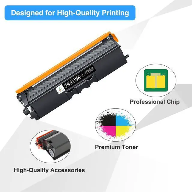 Alt view image 4 of 6 - TN-431 TN431 Toner Cartridge 4-Pack Compatible MFC-L8900CDW TN431 TN 431 | Cartridge for Brother TN431 Toner Cartridge MFC-L8900CDW HL-L8360CDW HL-L8260CDW MFC-L8610CDW HL-L8360CDWT Printer (B/C/Y/M)