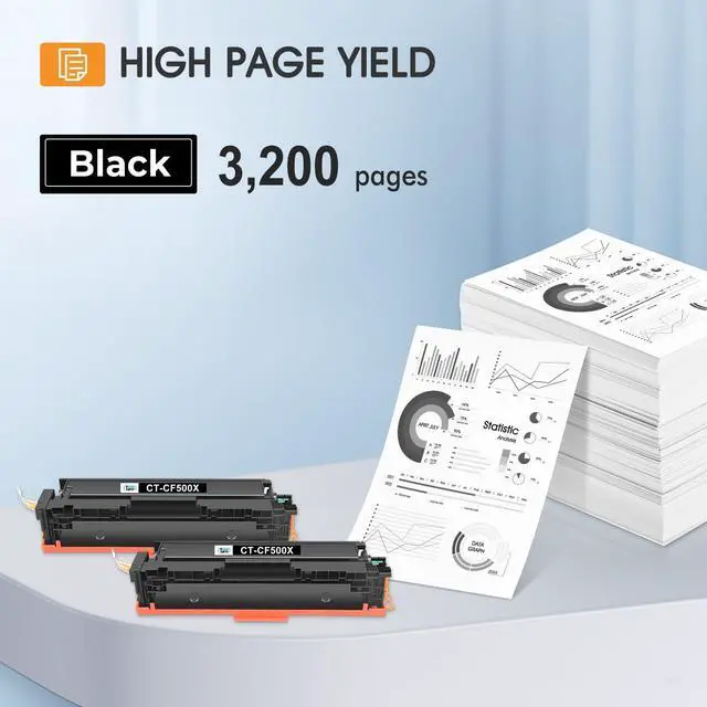 Alt view image 3 of 6 - 202X 202A Black High Yield Toner Cartridges: Compatible Replacement for HP 202X CF500X 202A CF500A Color LaserJet Pro MFP M281fdw M281cdw M281fdn M254dn M254nw M281 M254 Toner Printer (2 Pack)