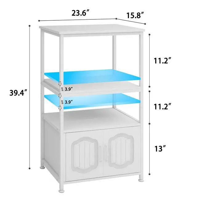 Alt view image 2 of 7 - 4 Tier Printer Stand, File Cabinet w/Adjustable Open Shelves,White | Filling Cabinet with Book Shelf, Office Vertical Open Cabinet, Decorative Wood Printer Shelf with Storage for Home Office