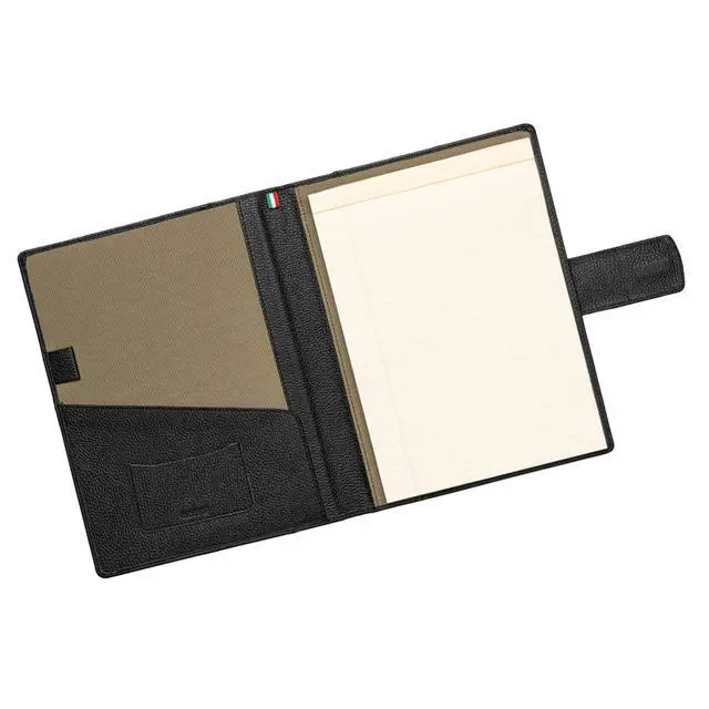 Alt view image 2 of 7 - Italian Leather Executive Padfolio, Folder Organizer with Magnetic Closure and Writing Pad, Handmade in Italy, Black
