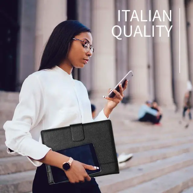 Alt view image 6 of 7 - Italian Leather Executive Padfolio, Folder Organizer with Magnetic Closure and Writing Pad, Handmade in Italy, Black