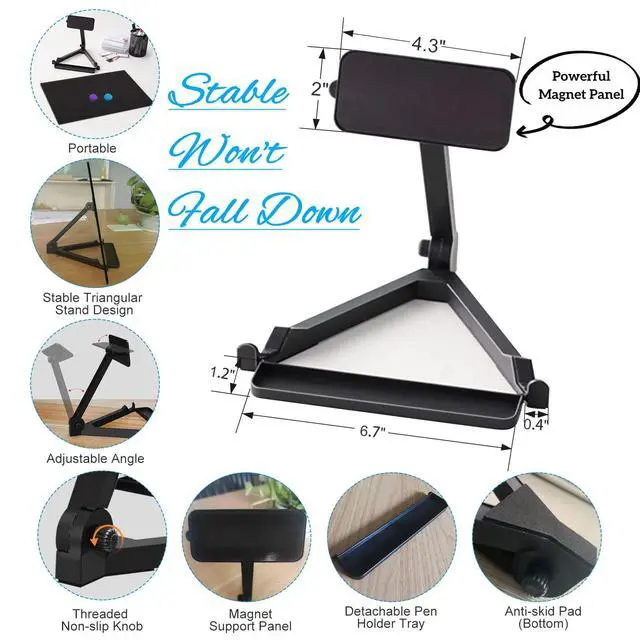 Alt view image 4 of 7 - Black Magnetic Glass Board Desktop Easel, 16x12 Black Dry Erase Board for Desk, Tabletop Glass Whiteboard on Adjustable Stand, Portable Tempered Glass Board for Office Home