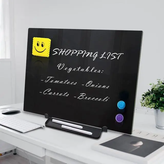 Alt view image 7 of 7 - Black Magnetic Glass Board Desktop Easel, 16x12 Black Dry Erase Board for Desk, Tabletop Glass Whiteboard on Adjustable Stand, Portable Tempered Glass Board for Office Home
