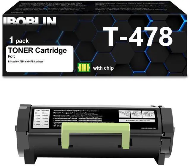 Main image of T-478 T478E 6B000000856 Black Toner Cartridge with Chip Replacement for Toshiba T-478PE-R T-478PER T478PER E-Studio 478P 478S Printers 1Pack