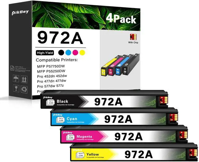 Main image of 972A Ink Cartridges High Yield Replacement for HP 972A 972X Ink Cartridges Pagewide Pro 477dw 577dw 452dw 552dw 452dn 477dn P57750dw Printer (4-Pack, Black/Cyan/Magenta/Yellow)
