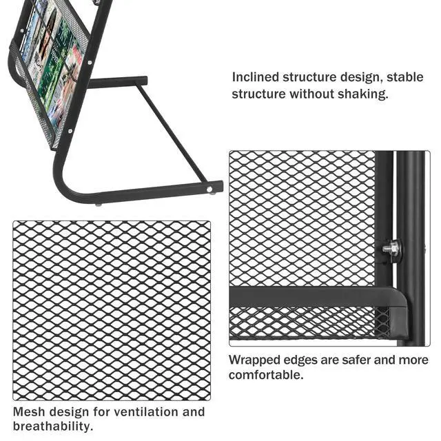 Alt view image 4 of 7 - 4-Tier Magazine Stand, 24.8'' Wide Iron Brochure Holder, Metal Newspaper & Literature Display Rack for Office, Waiting Room, Lobby, Classroom & Retail Store