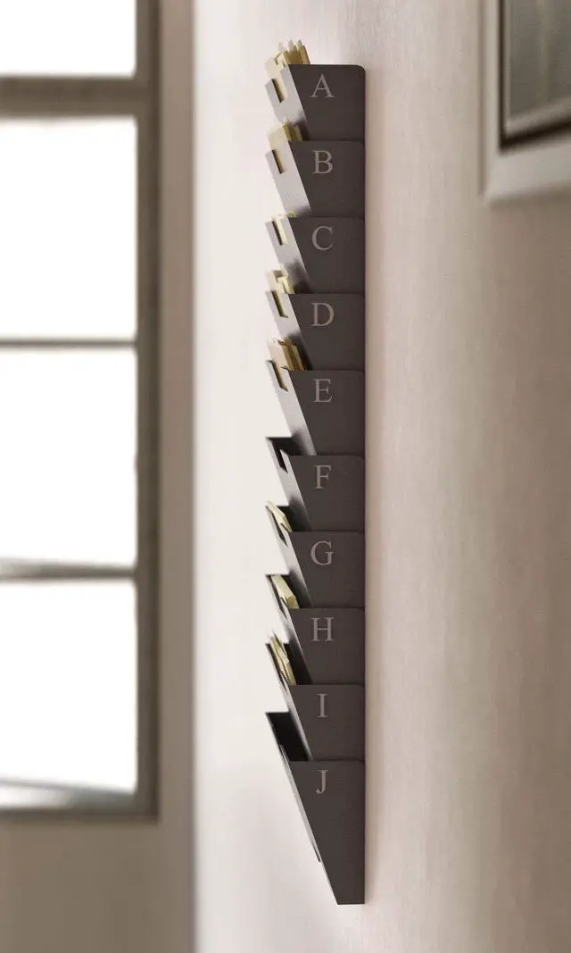 Alt view image 7 of 7 - Gray Wall Mount Steel Vertical File Organizer Holder Rack 10 Sectional Modular Design Wider Than Letter Size 13 Inch Multi-Purpose Organize Display Magazines Sort Files and Folders