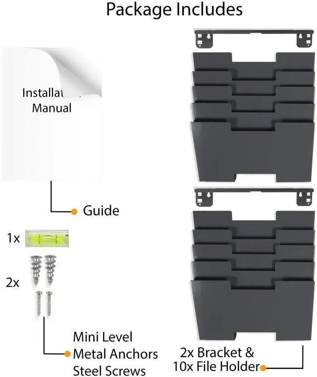 Alt view image 6 of 7 - Gray Wall Mount Steel Vertical File Organizer Holder Rack 10 Sectional Modular Design Wider Than Letter Size 13 Inch Multi-Purpose Organize Display Magazines Sort Files and Folders
