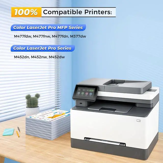 Alt view image 2 of 7 - 410A Toner Cartridges 4 Pack Replacement for HP 410A 410X CF410A CF411A CF412A CF413A High Yield Toner Work with Color Laser Jet Pro MFP M477fdw M477FNW M452dn M452 MFP M377 Pro M477 M452 | CF410AQ