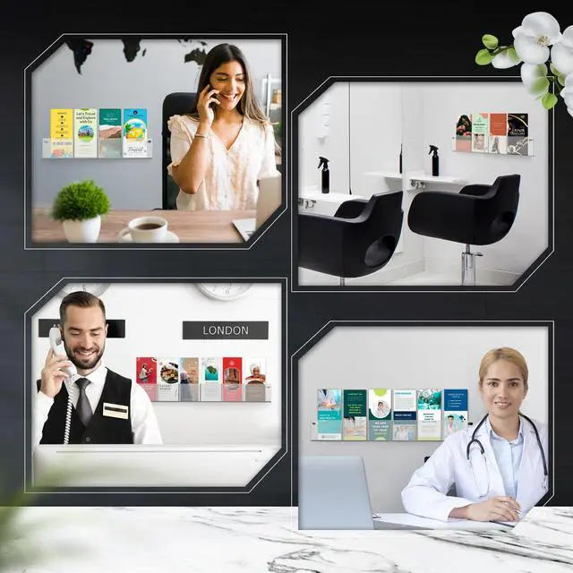 Alt view image 4 of 6 - Acrylic Brochure Holder Wall Mount - Aesthetic Design, Optimized Shape, Pamphlet Holder Wall Mount - Perfect for Flyer Stand, Wall Brochure Holder - (Pack of 4)