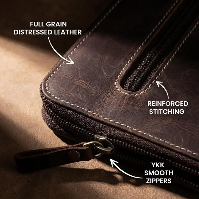Alt view image 4 of 7 - Genuine Leather Zipper Portfolio Organizer - Professional Business 4 Ring Binder Padfolio Binder for Documents, Cards, iPad, Phone, Resume Folder, Folio for Men & Women-Mahogany Brown