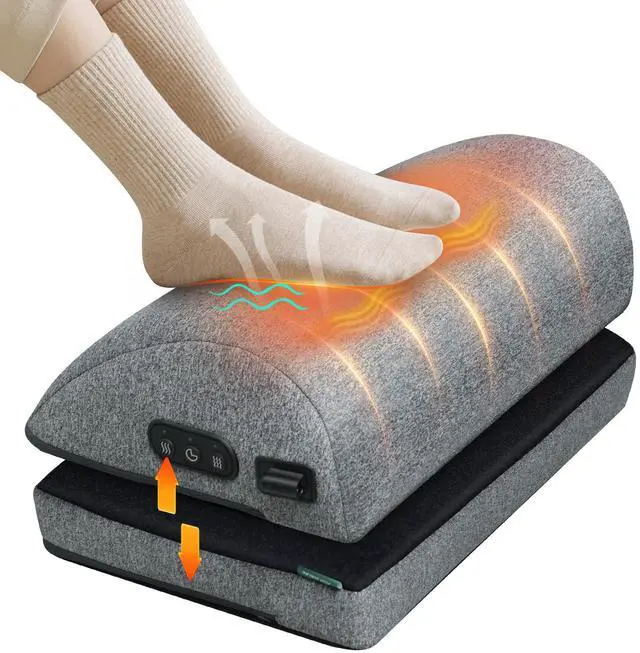 Main image of Heated Foot Rest Under Desk, Adjustable Height Foot Stool | Foot Warmer with 2 Heat Levels, 3 Vibration Modes, Memory Foam Support for Office, Home Office and Gaming