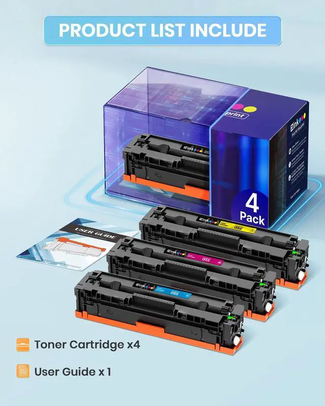 Alt view image 4 of 7 - 055 055H Toner Cartridge Set MF743Cdw MF741Cdw MF740C | Compatible for Canon 055 Toner Cartridge Set to Use with Canon Color ImageCLASS MF745Cdw MF746Cdw LBP664Cdw LBP660C (4 Pack)
