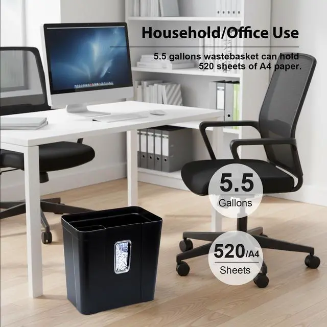Alt view image 5 of 7 - 14 Sheets Paper Shredder for Home Office | P-4, 2 Mins Runtime, 5.5 gal, Cross Cut, Shreds Credit Cards & CDs