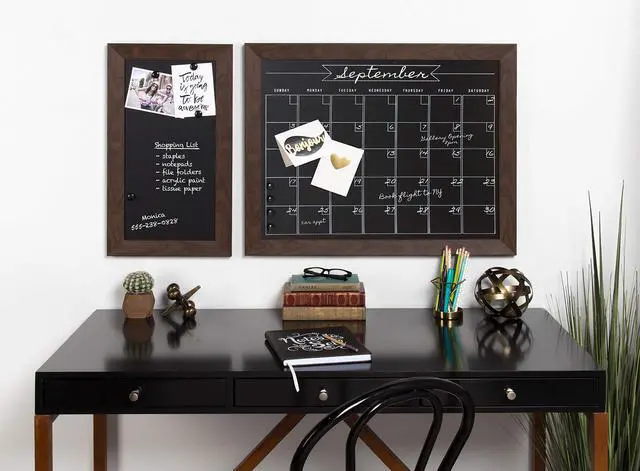 Alt view image 4 of 5 - Beatrice Framed Magnetic Chalkboard Monthly Calendar, 23x29, Walnut Brown