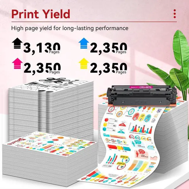 Alt view image 2 of 7 - 067H Toner Cartridges Set Compatible for Canon 067H 067 Toner Cartridges Work for Canon MF656Cdw MF654Cdw MF653Cdw MF650C LBP632Cdw Printer (CRG-067H 067 High Yield Toner -4 Packs)