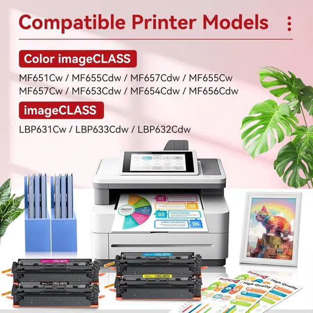Alt view image 3 of 7 - 067H Toner Cartridges Set Compatible for Canon 067H 067 Toner Cartridges Work for Canon MF656Cdw MF654Cdw MF653Cdw MF650C LBP632Cdw Printer (CRG-067H 067 High Yield Toner -4 Packs)