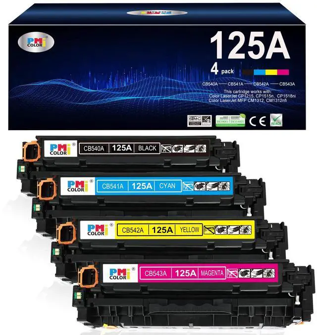 Main image of 125A Toner Cartridges 4-Pack Replacement for 125A CP1215 CM1312 CP1515n | Compatible for HP Color CP1215,CM1312nfi,CM1312 MFP,CP1518ni,CP1515n Printer (Black,Cyan,Magenta,Yellow)
