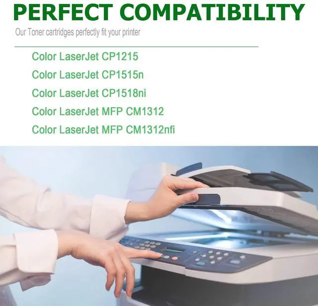 Alt view image 2 of 5 - 125A Toner Cartridges 4-Pack Replacement for 125A CP1215 CM1312 CP1515n | Compatible for HP Color CP1215,CM1312nfi,CM1312 MFP,CP1518ni,CP1515n Printer (Black,Cyan,Magenta,Yellow)