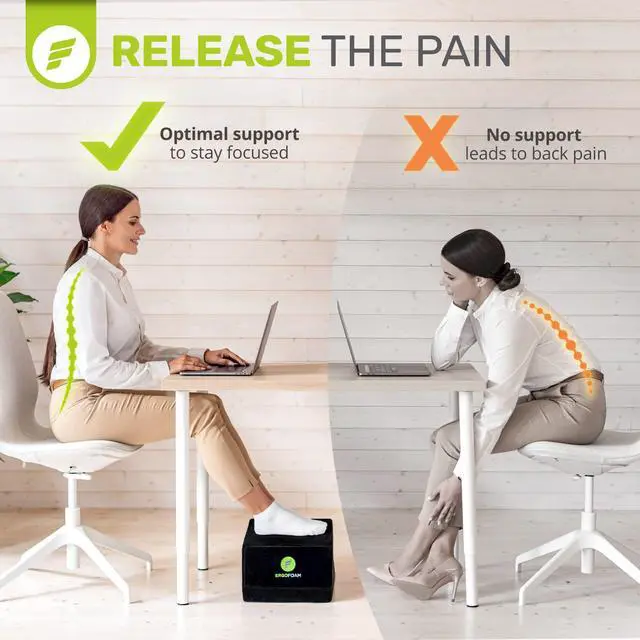 Alt view image 7 of 7 - XL Foot Rest for Under Desk at Work for Stools & High Chairs Chiropractor-Endorsed 2in1 Adjustable Under Desk Footrest Ergonomic High-Density Compression-Resistant Foam Nonslip Foot Rest