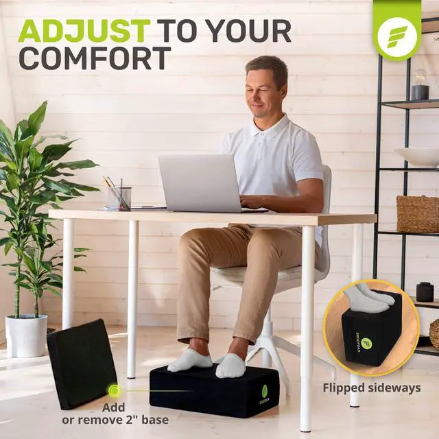 Alt view image 3 of 7 - XL Foot Rest for Under Desk at Work for Stools & High Chairs Chiropractor-Endorsed 2in1 Adjustable Under Desk Footrest Ergonomic High-Density Compression-Resistant Foam Nonslip Foot Rest