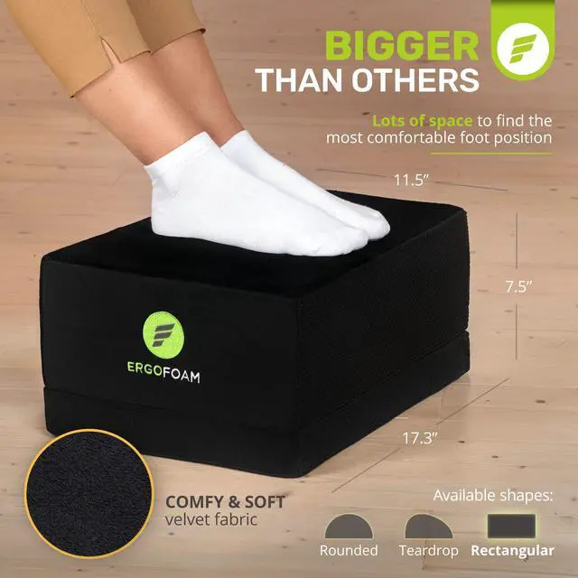 Alt view image 4 of 7 - XL Foot Rest for Under Desk at Work for Stools & High Chairs Chiropractor-Endorsed 2in1 Adjustable Under Desk Footrest Ergonomic High-Density Compression-Resistant Foam Nonslip Foot Rest