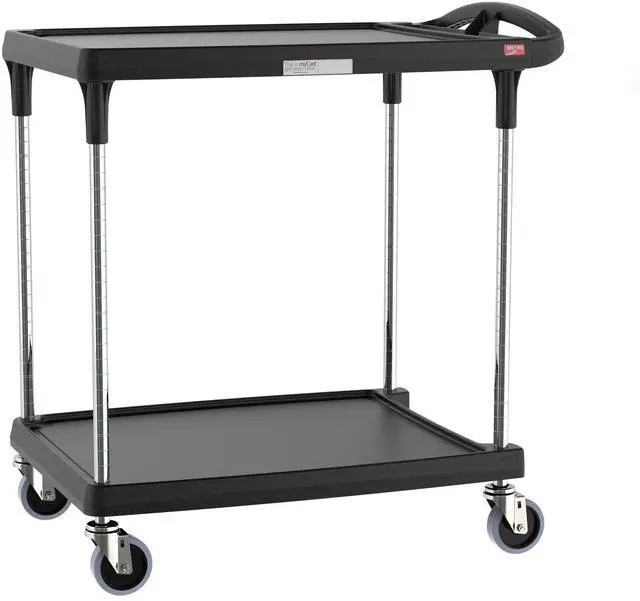 Main image of myCart Plus Utility Cart - Choose-Your-Height Adjustable Heavy Duty Rolling Cart for Home, Commercial and Industrial Use - 2-Shelf, 300 lbs Capacity - 23.9" W x 34.4" L x 35.5-39.5" H - Black