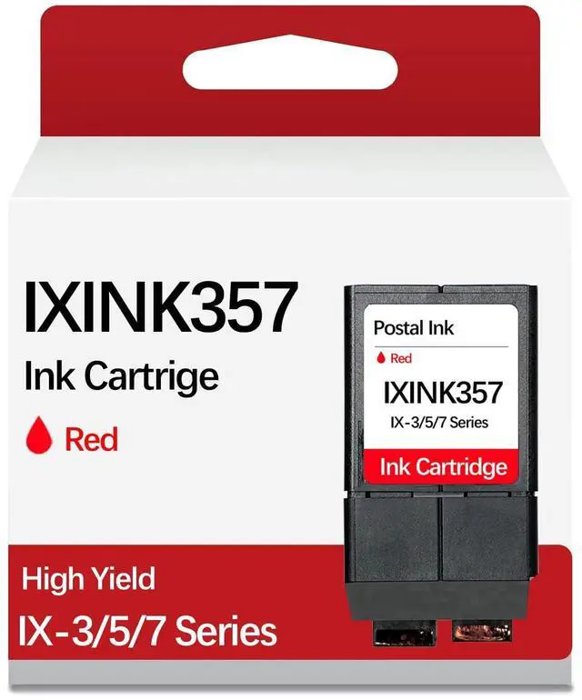 Main image of IXINK357 Neopost Compatible Ink Cartridge Replacement for IX3 IX5 IX7 Pro Series Mailing Systems Postage Meter Fluorescent Red Postage Ink