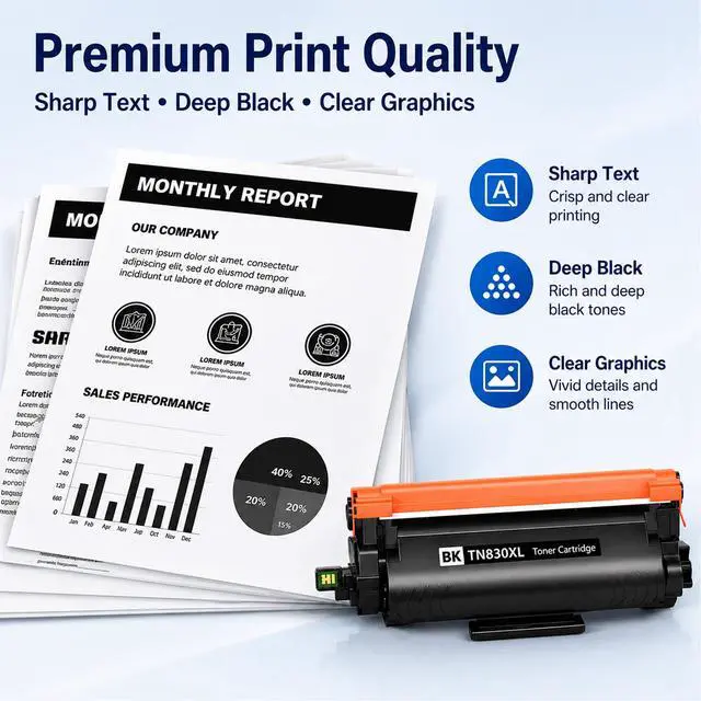 Alt view image 4 of 5 - TN830XL Toner Cartridge Compatible Replacement for Brother DCP-L2640DW MFC-L2820DW HL-L2400D HL-L2460DW HL-L2405W HL-L2465DW HL-L2480DW MFC-L2900DW Printer(4Pack)