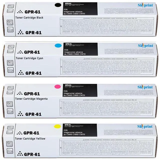 Main image of GPR61 GPR-61 High Yield Toner Cartridges GPR 61 GPR-61 Black Cyan Magenta Yellow Replacement for Canon GPR-61 Toner for use in ImageRUNNER Advance DX C5840i C5860i C5870i Printer