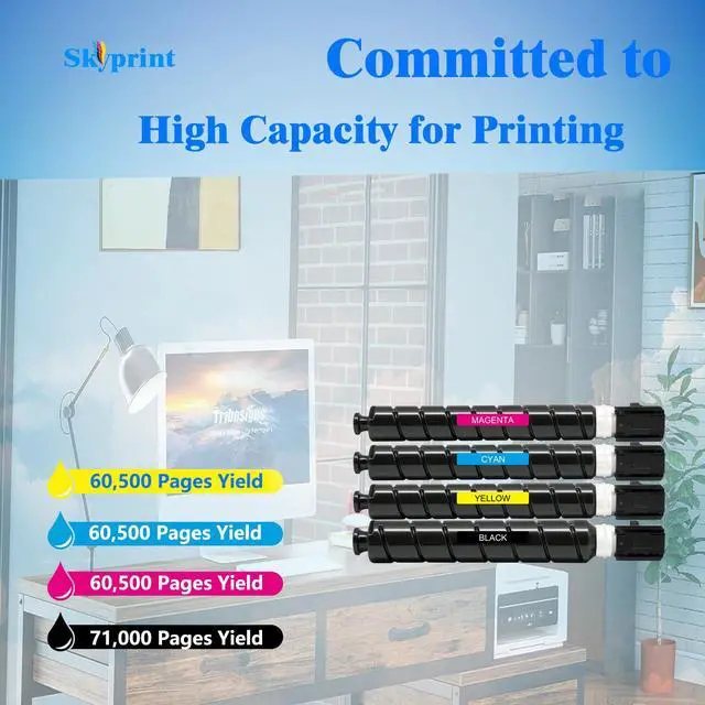 Alt view image 3 of 5 - GPR61 GPR-61 High Yield Toner Cartridges GPR 61 GPR-61 Black Cyan Magenta Yellow Replacement for Canon GPR-61 Toner for use in ImageRUNNER Advance DX C5840i C5860i C5870i Printer
