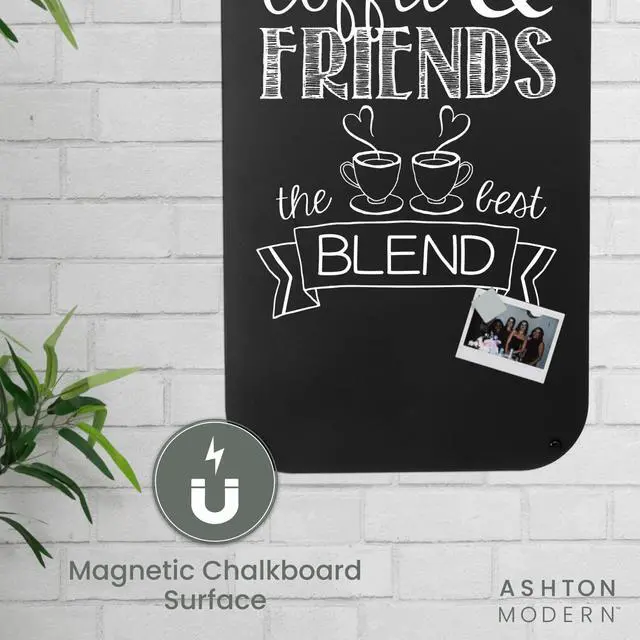 Alt view image 6 of 7 - Metal Magnetic Chalkboard, 17x31.5 Inch - Rounded Corner | Wall Mount or Hanging Menu Board, For Food Truck, Restaurant or Kitchen, Magnetic Surface for Signs & Décor