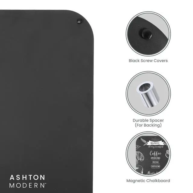 Alt view image 4 of 7 - Metal Magnetic Chalkboard, 17x31.5 Inch - Rounded Corner | Wall Mount or Hanging Menu Board, For Food Truck, Restaurant or Kitchen, Magnetic Surface for Signs & Décor