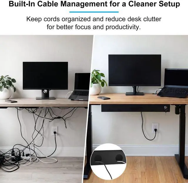 Alt view image 5 of 6 - 24'' x 9'' Under Desk Drawer Slide Out Storage Organizer, Lockable Metal Desk Drawer for Laptop and Office Accessories, Large Hidden Under Table Storage Box with Cable Management, Black