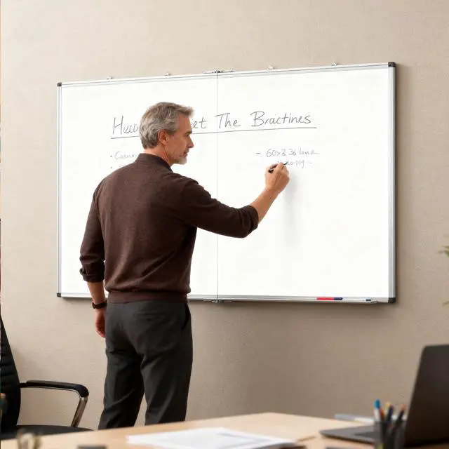 Alt view image 6 of 7 - 60x36 Large Whiteboard for Wall, Magnetic Dry Erase Board for Home Office | Smooth Magnetic Surface, Easy Erasing, Aluminum Frame, ABS Corners, Marker Tray and Mounting Hardware for Office and School
