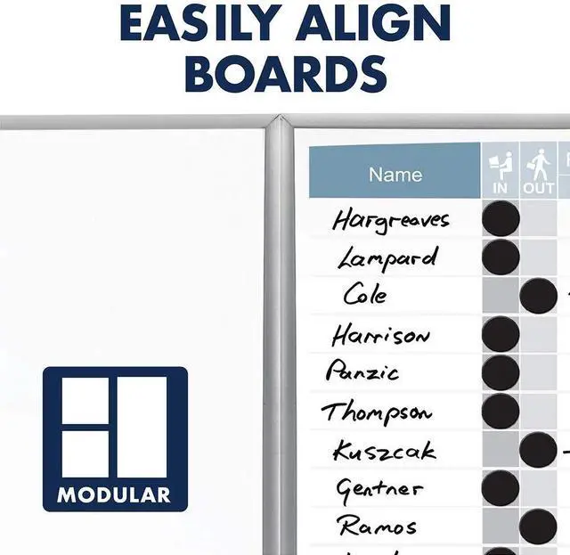Alt view image 2 of 7 - Matrix Modular Magnetic Whiteboard, 23" x 23", Includes Tray and Marker, Silver Aluminum Frame (M2323)