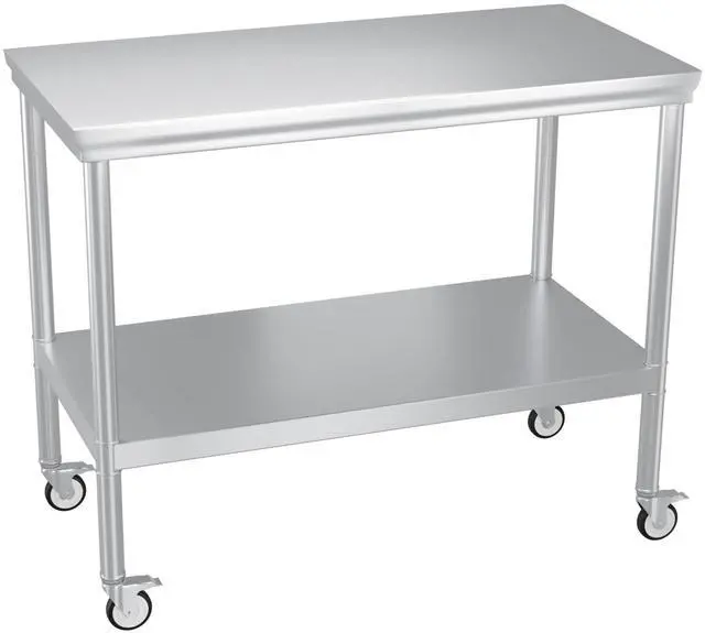 Main image of Stainless Steel Pulley Workbench with Casters, 20 * 40 inches Commercial Heavy-Duty Workbench and Prep Table with Lower Shelf, Suitable for Restaurant Kitchens, Outdoor barbecues and garages
